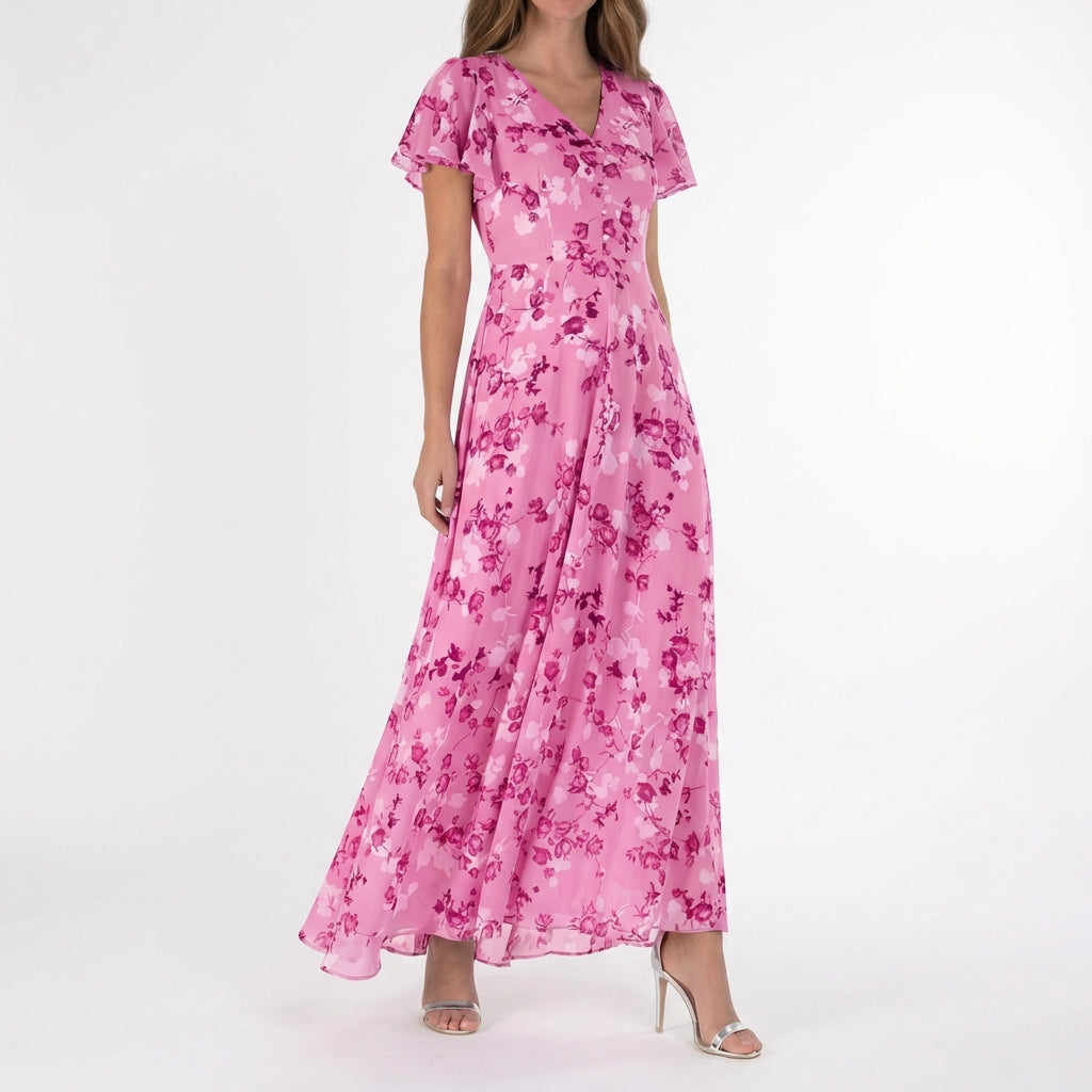 Marisol | Vestido Largo Floral con Volantes Mujer