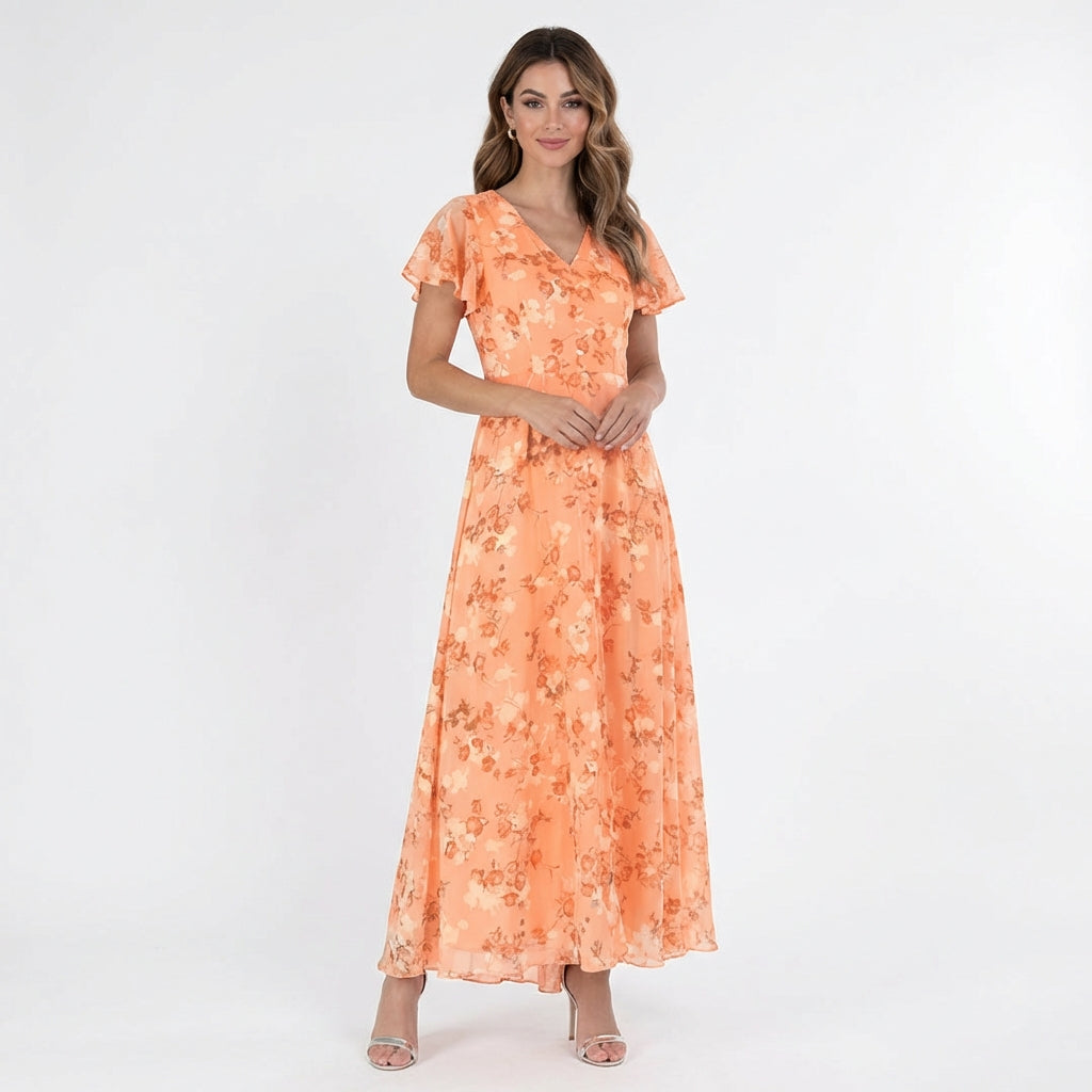 Marisol | Vestido Largo Floral con Volantes Mujer