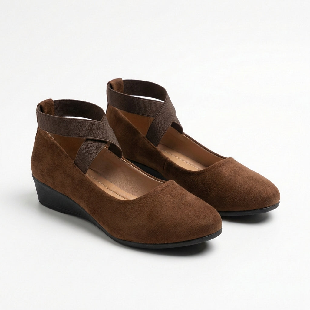 Marisol | Zapatos Cuña Baja con Tiras Cruzadas Mujer