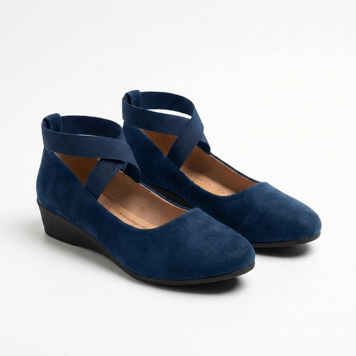 Marisol | Zapatos Cuña Baja con Tiras Cruzadas Mujer