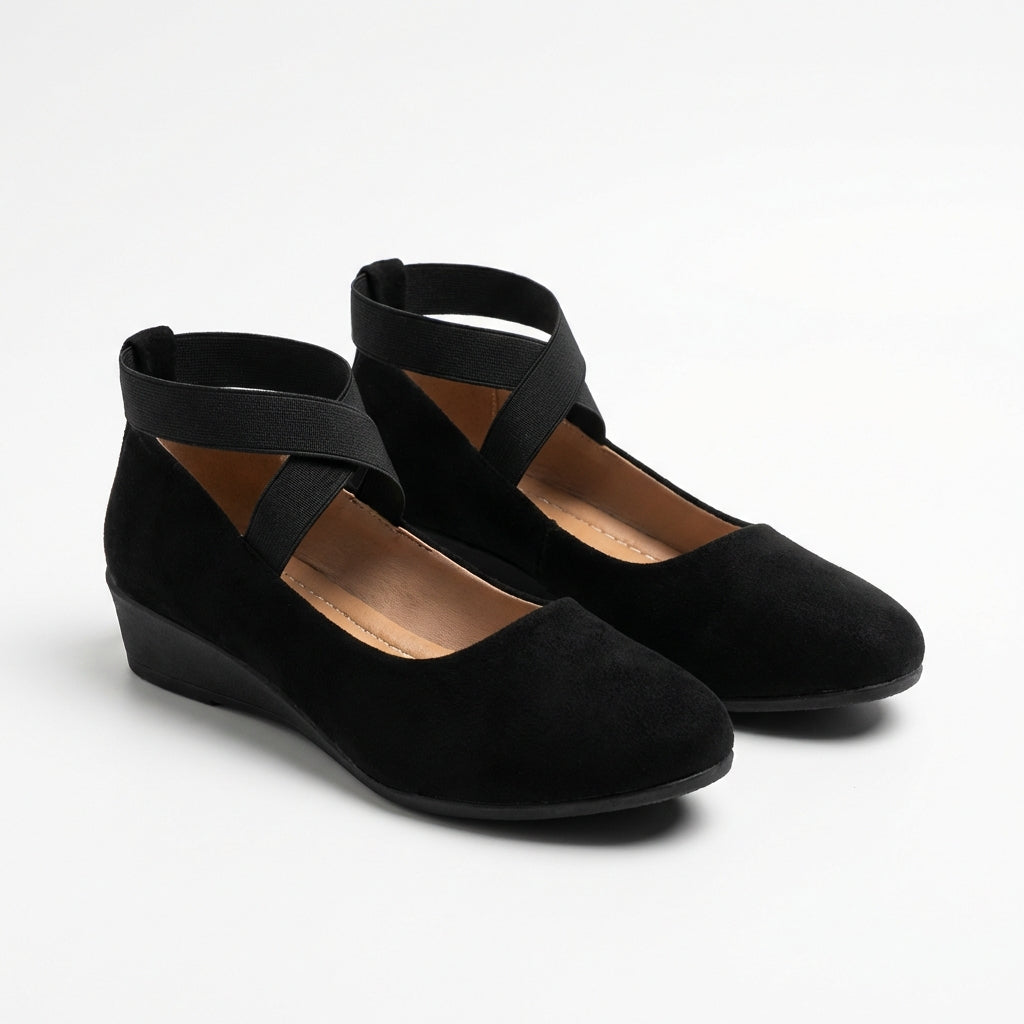 Marisol | Zapatos Cuña Baja con Tiras Cruzadas Mujer