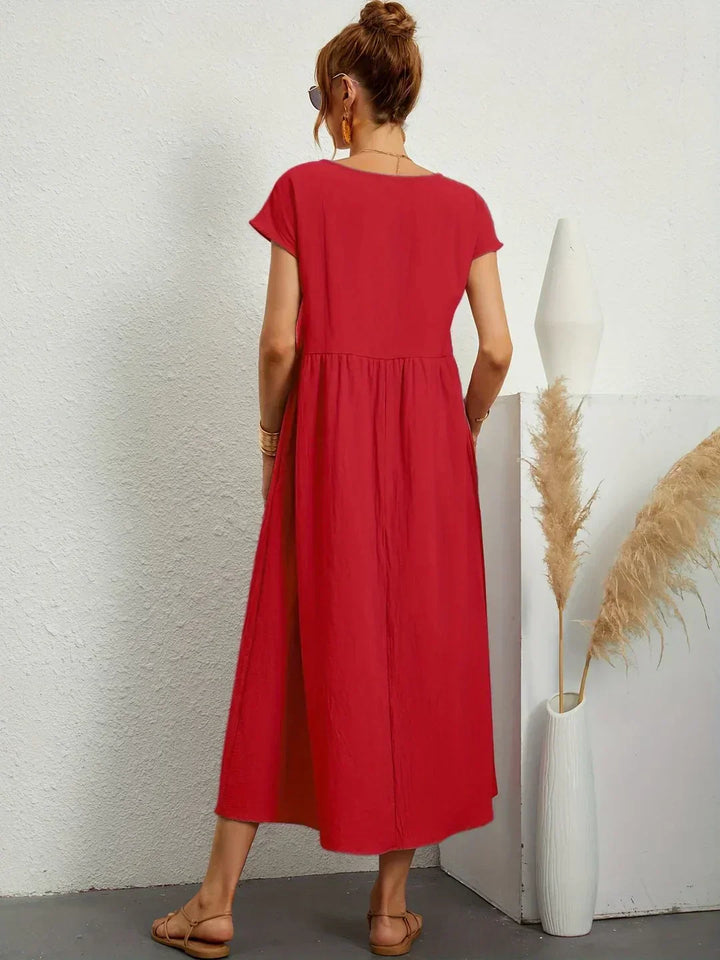 Gabrielle | Robe Midi Fluide avec Élégance Intemporelle