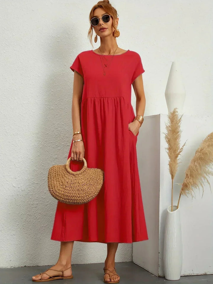 Gabrielle | Robe Midi Fluide avec Élégance Intemporelle
