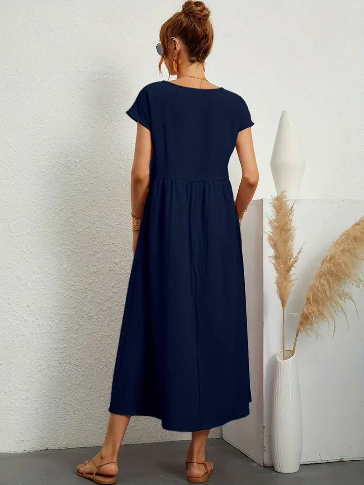 Gabrielle | Robe Midi Fluide avec Élégance Intemporelle