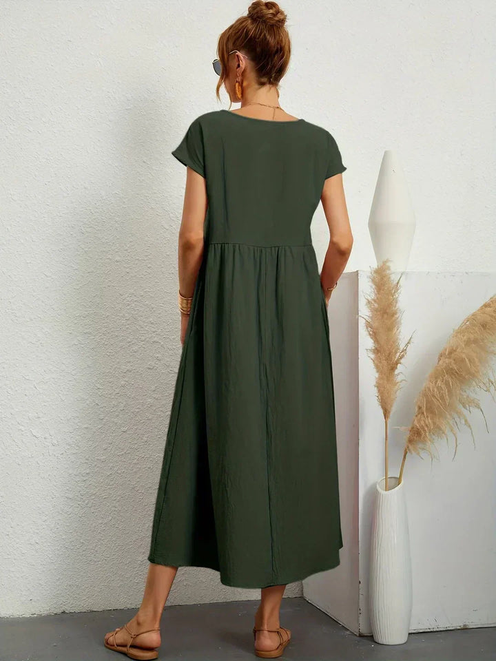 Gabrielle | Robe Midi Fluide avec Élégance Intemporelle