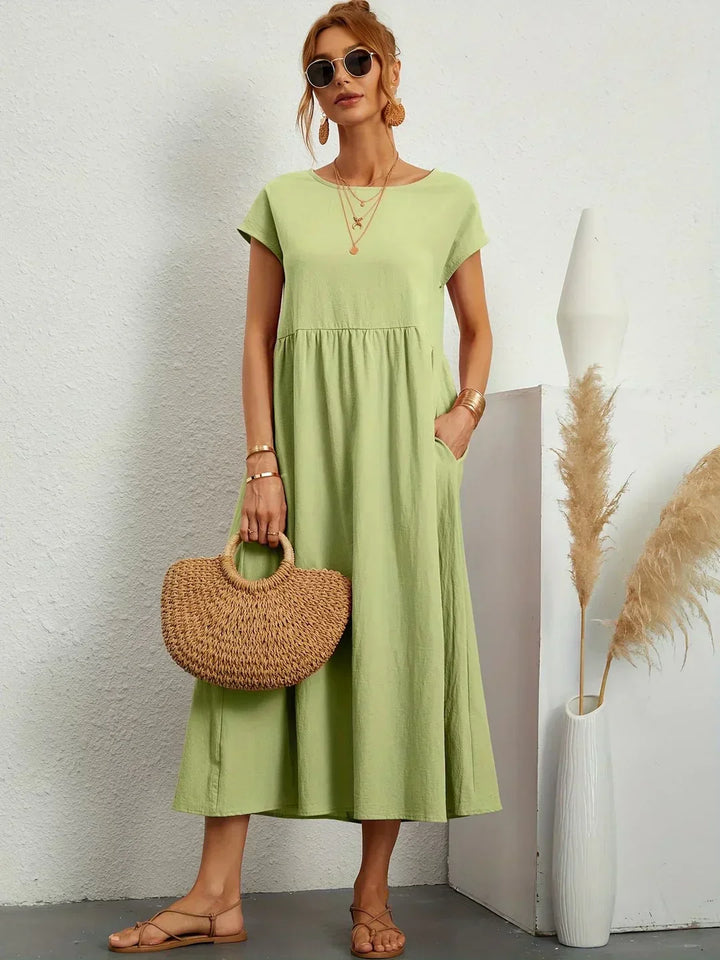 Gabrielle | Robe Midi Fluide avec Élégance Intemporelle