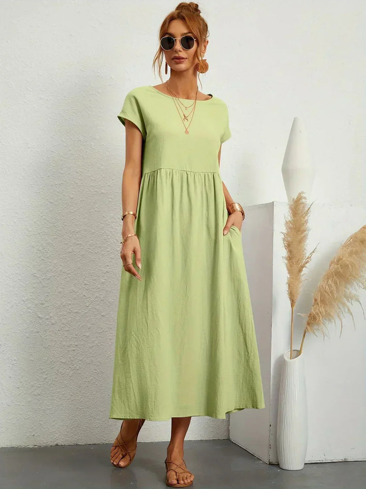 Gabrielle | Robe Midi Fluide avec Élégance Intemporelle