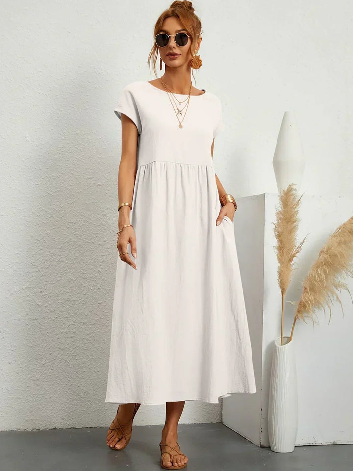 Gabrielle | Robe Midi Fluide avec Élégance Intemporelle