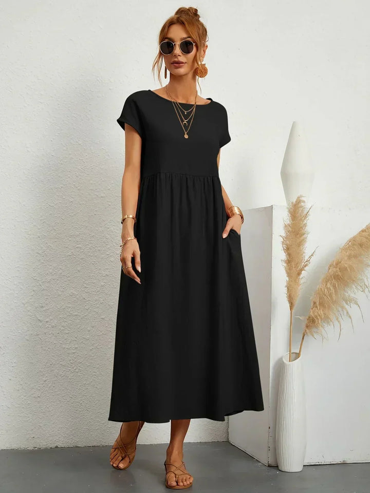 Gabrielle | Robe Midi Fluide avec Élégance Intemporelle