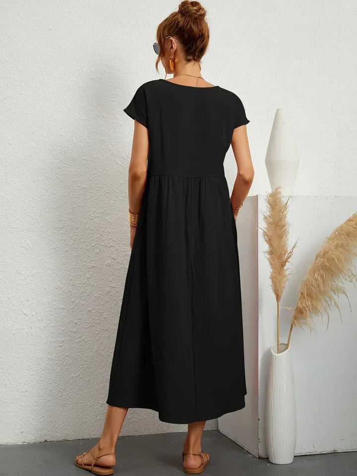 Gabrielle | Robe Midi Fluide avec Élégance Intemporelle