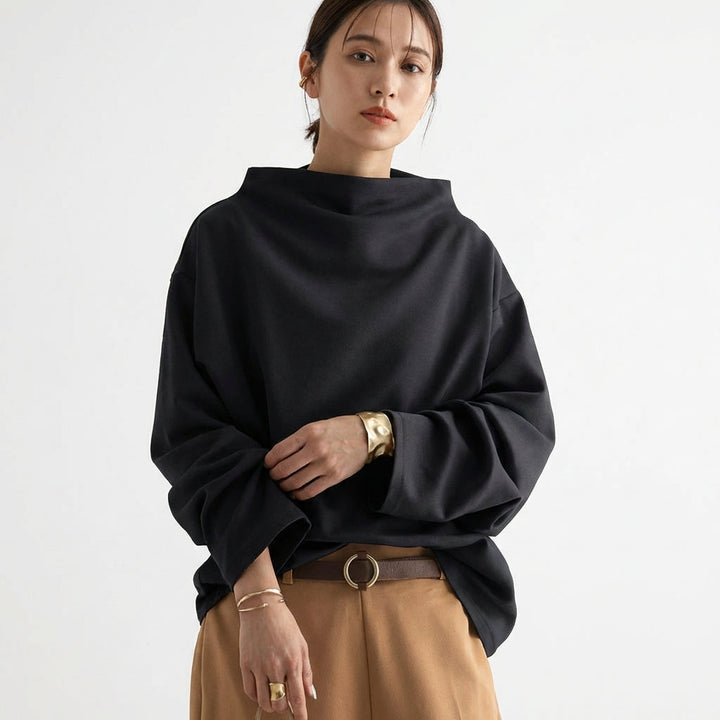 Olimpia | Blusa Cuello Alto Manga Murciélago Mujer