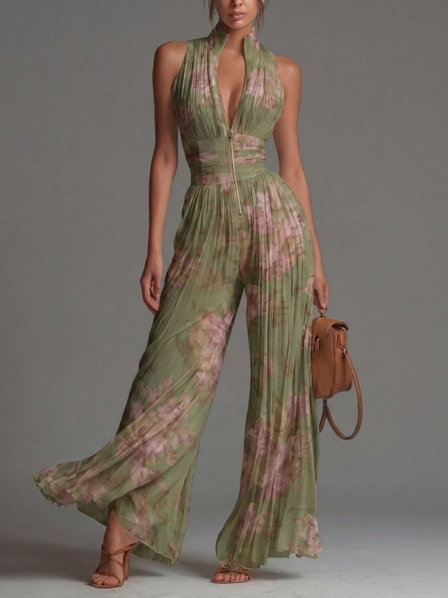 Ariane | Combinaison fluide en chiffon plissé
