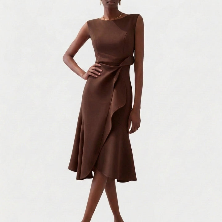 Rocío | Mujer Vestido Midi con Volante Elegante