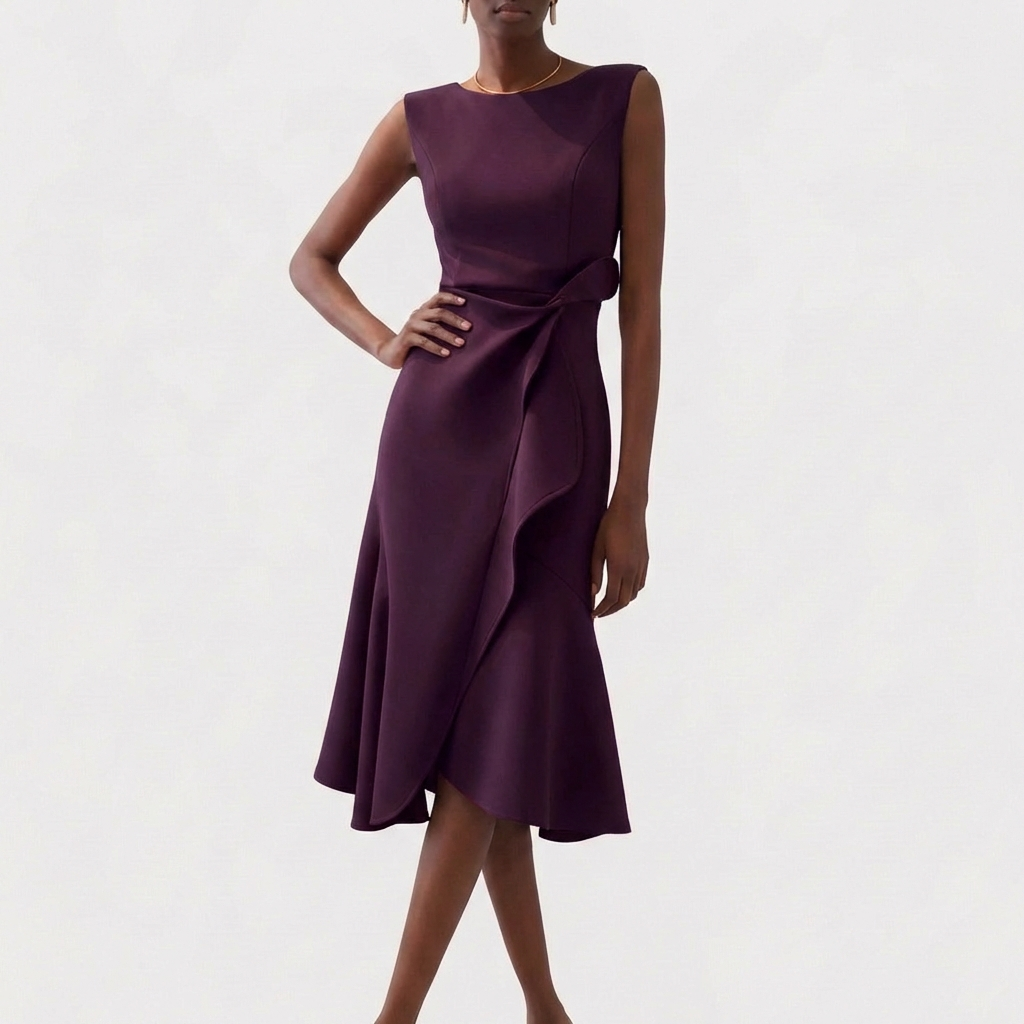 Rocío | Mujer Vestido Midi con Volante Elegante