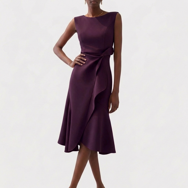 Rocío | Mujer Vestido Midi con Volante Elegante