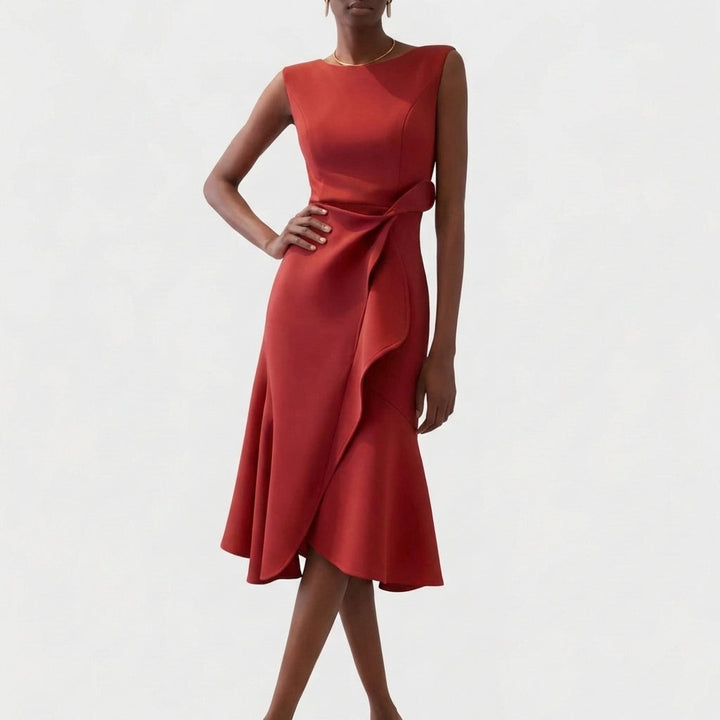 Rocío | Mujer Vestido Midi con Volante Elegante