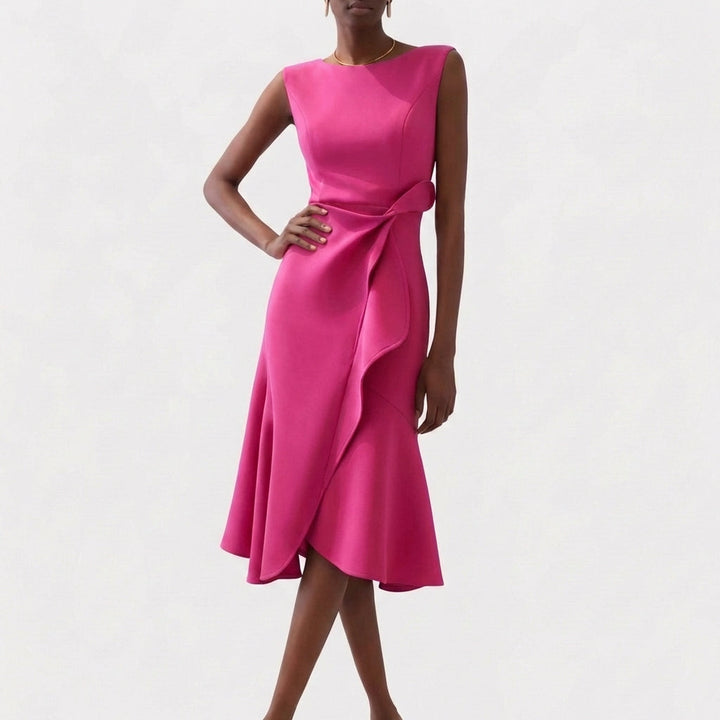 Rocío | Mujer Vestido Midi con Volante Elegante