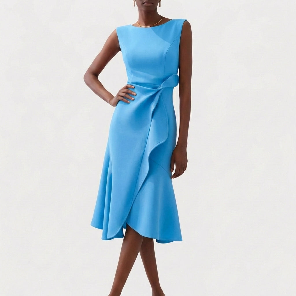 Rocío | Mujer Vestido Midi con Volante Elegante
