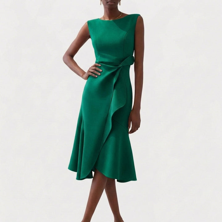 Rocío | Mujer Vestido Midi con Volante Elegante