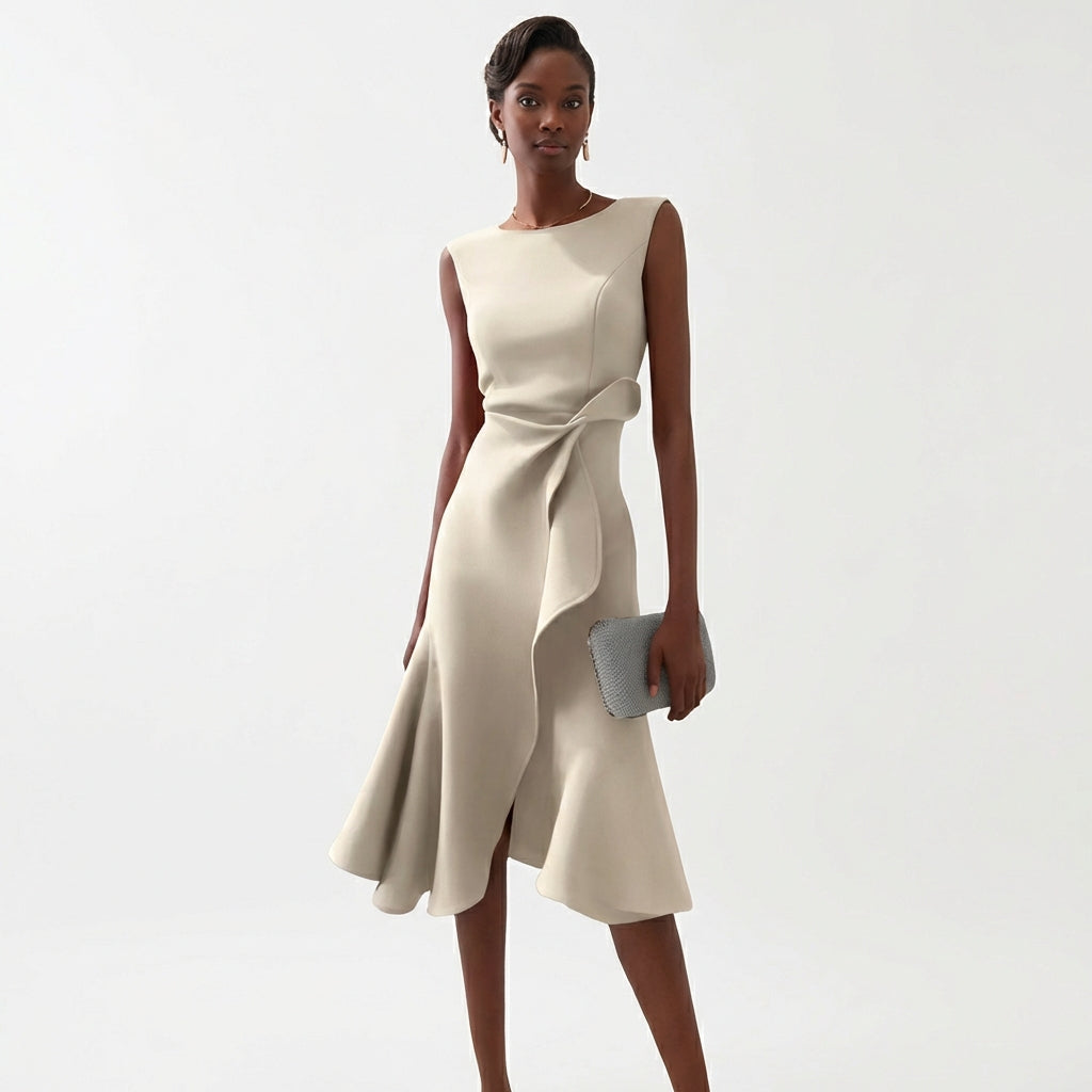 Rocío | Mujer Vestido Midi con Volante Elegante