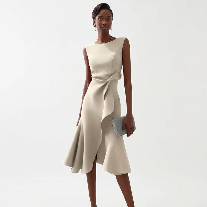 Rocío | Mujer Vestido Midi con Volante Elegante