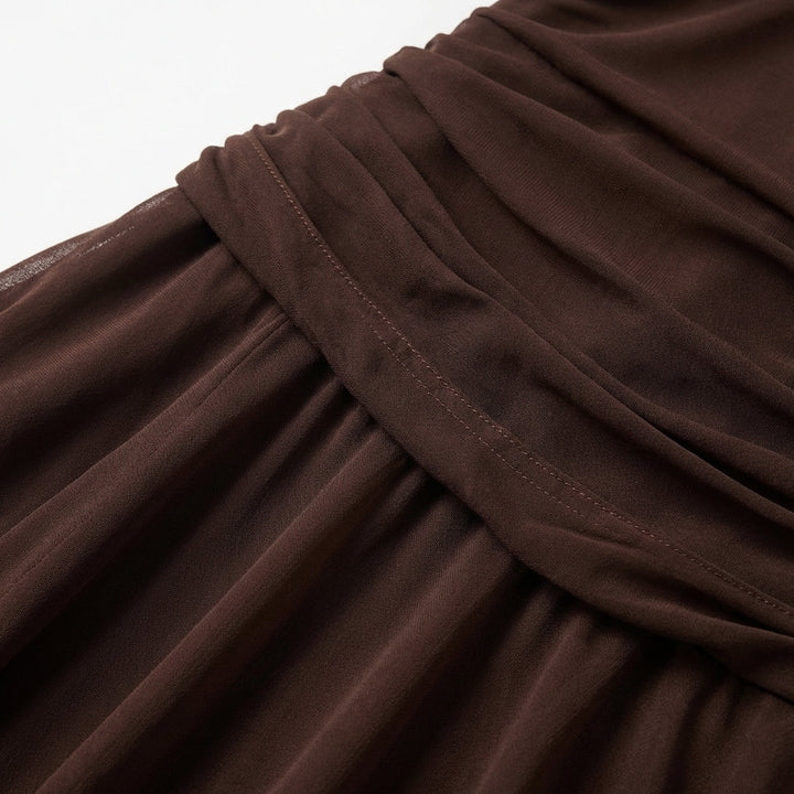 Severina | Mujer Vestido Maxi Drapeado Hombros Caídos