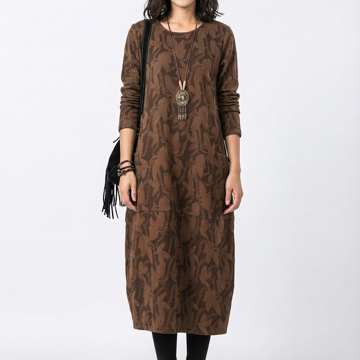 Shannon | Vestido Midi de Manga Larga con Bolsillos para Mujer