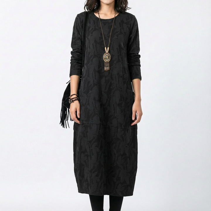 Shannon | Vestido Midi de Manga Larga con Bolsillos para Mujer