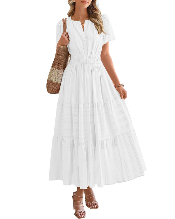 Elara | Boho A-Line Maxi Dress with V-Neck & Flowing Fit