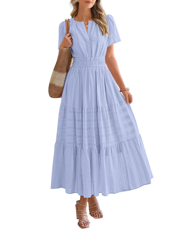 Elara | Boho A-Line Maxi Dress with V-Neck & Flowing Fit