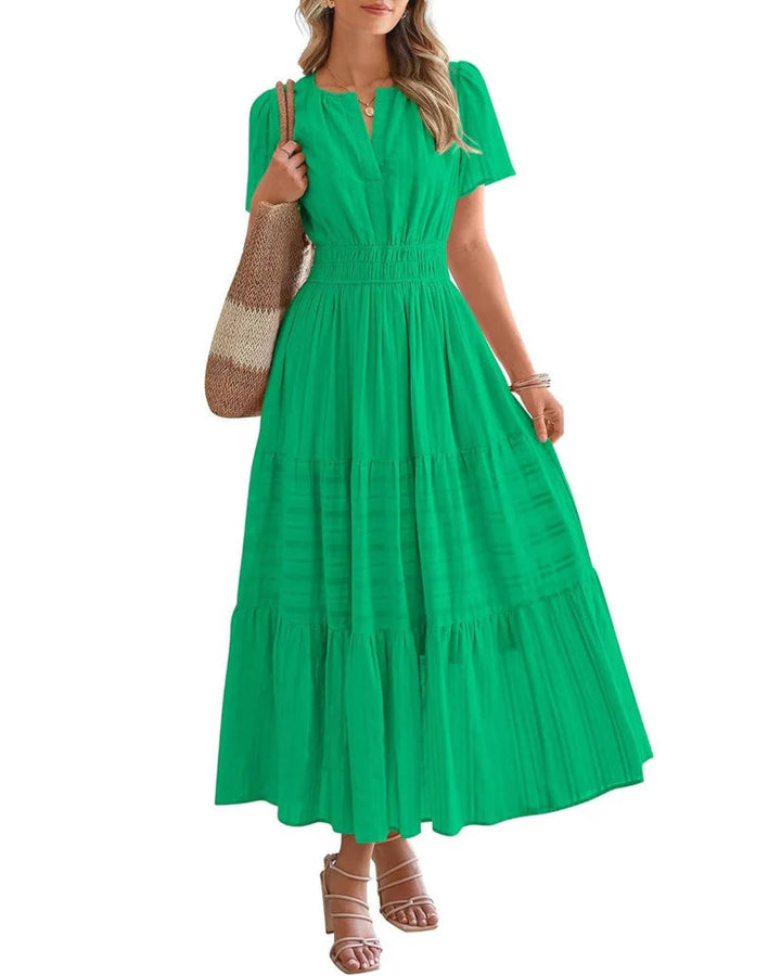 Elara | Boho A-Line Maxi Dress with V-Neck & Flowing Fit