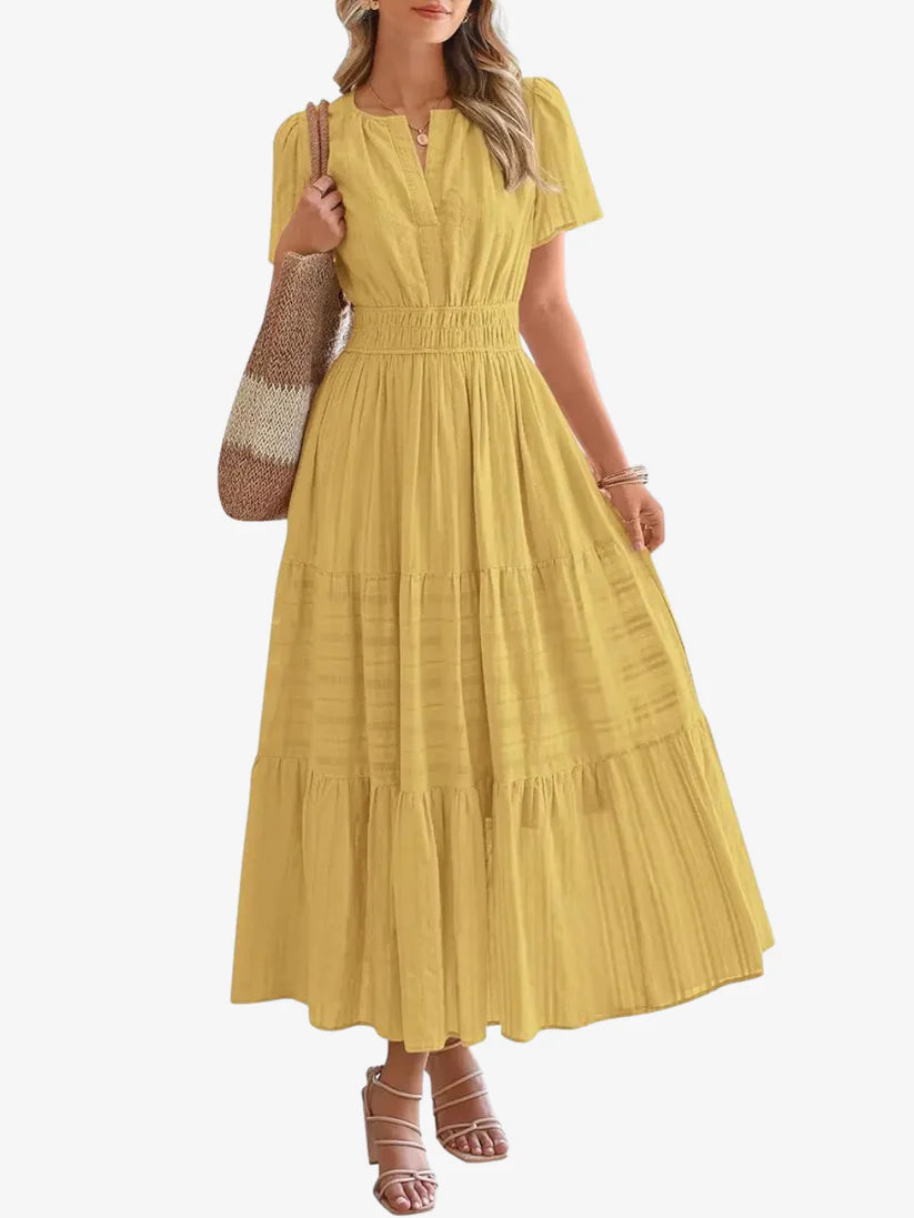 Elara | Boho A-Line Maxi Dress with V-Neck & Flowing Fit