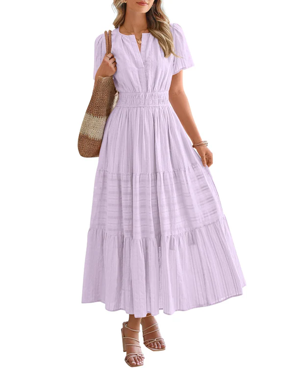 Elara | Boho A-Line Maxi Dress with V-Neck & Flowing Fit