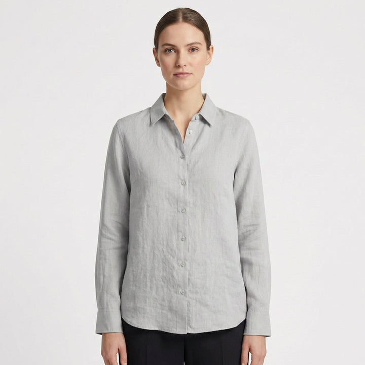 Sofia | Camisa Mujer Con Cuello Clásico Y Bajo Redondeado | Casual
