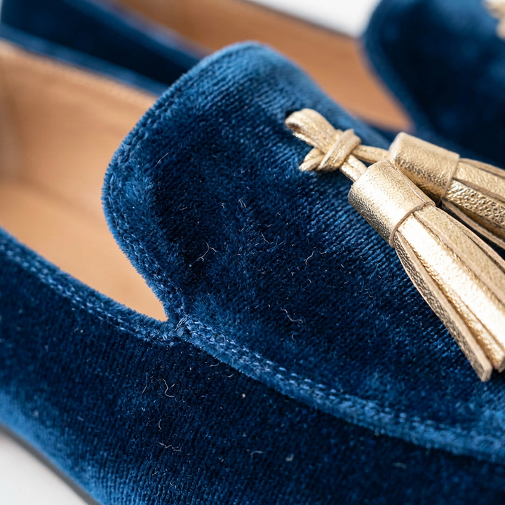Sofia | Mocasines Azul Oscuro Mujer Con Borlas Decorativas Y Diseño Slip-On | Elegante