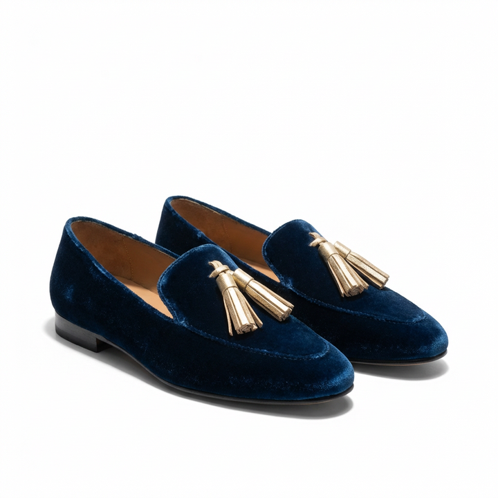 Sofia | Mocasines Azul Oscuro Mujer Con Borlas Decorativas Y Diseño Slip-On | Elegante