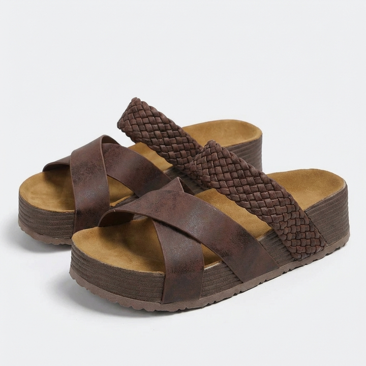 Sofia | Mujer Sandalias Plataforma Con Tira Trenzada Y Suela Corcho | Boho