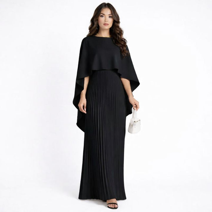 Sofia | Mujer Vestido Maxi Con Capa Flotante Y Hombros Descubiertos | Elegante