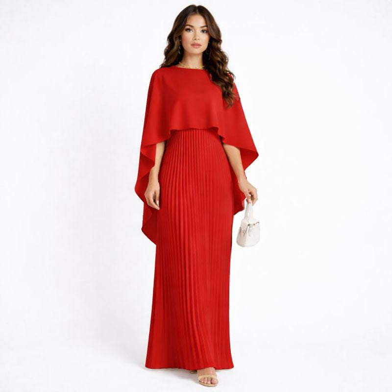 Sofia | Mujer Vestido Maxi Con Capa Flotante Y Hombros Descubiertos | Elegante