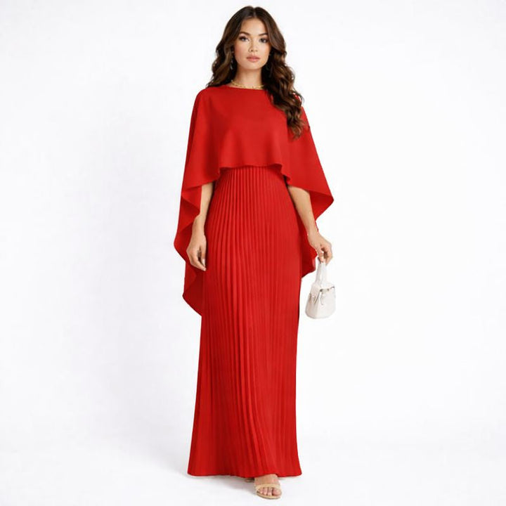 Sofia | Mujer Vestido Maxi Con Capa Flotante Y Hombros Descubiertos | Elegante