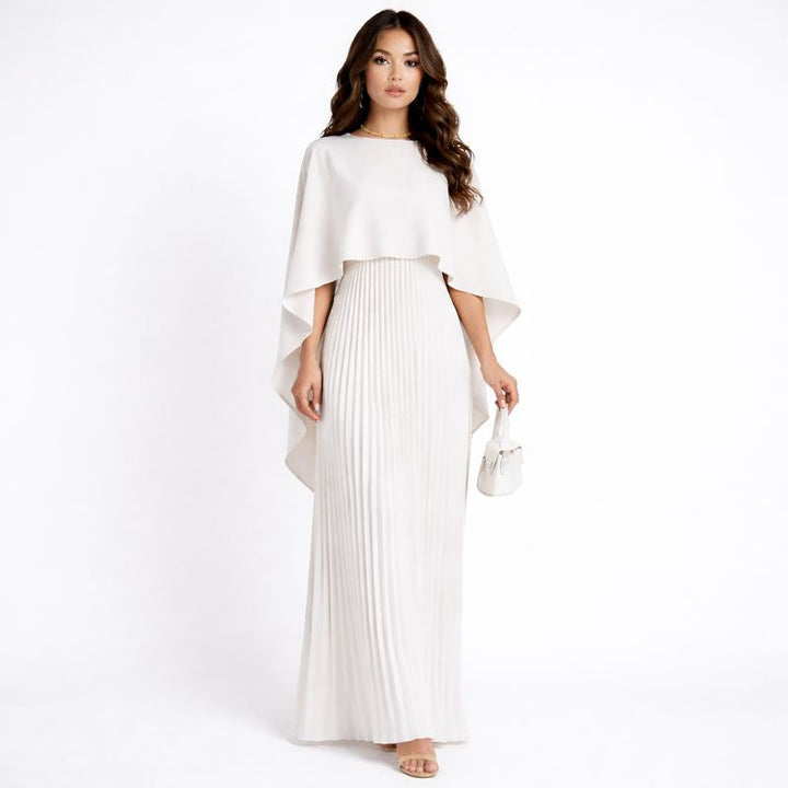 Sofia | Mujer Vestido Maxi Con Capa Flotante Y Hombros Descubiertos | Elegante