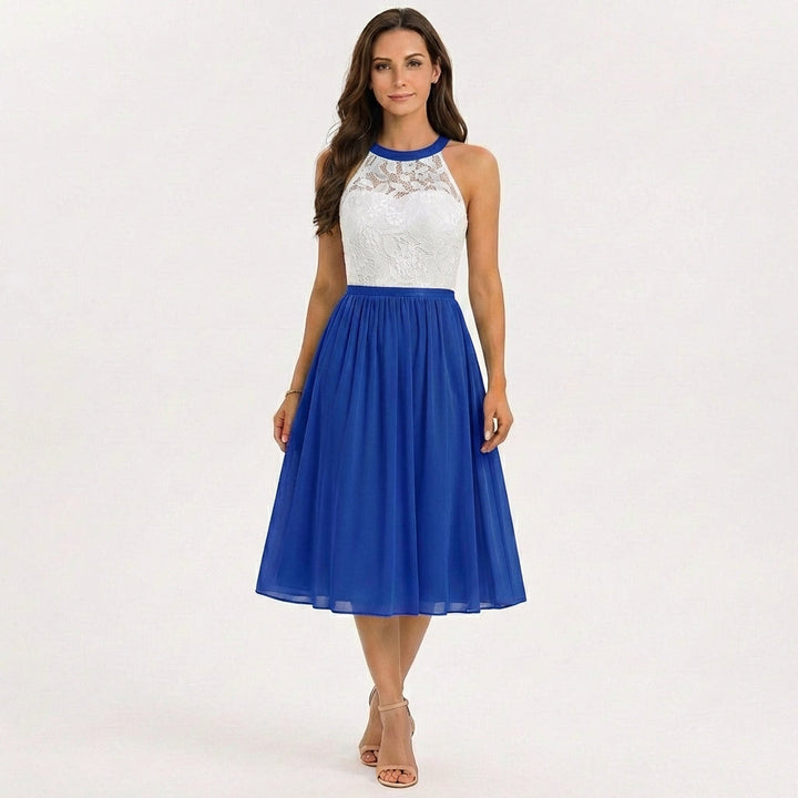 Sofia | Vestido Midi Mujer Con Escote Halter Y Falda Fluida | Elegante