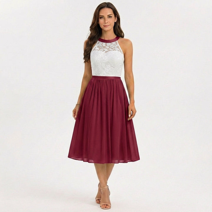 Sofia | Vestido Midi Mujer Con Escote Halter Y Falda Fluida | Elegante
