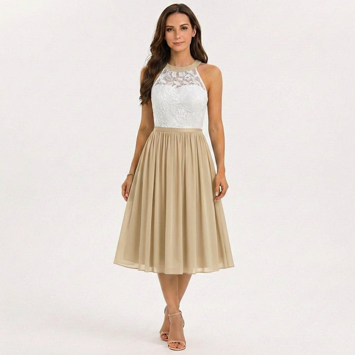 Sofia | Vestido Midi Mujer Con Escote Halter Y Falda Fluida | Elegante