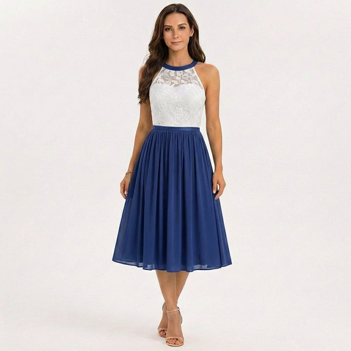Sofia | Vestido Midi Mujer Con Escote Halter Y Falda Fluida | Elegante