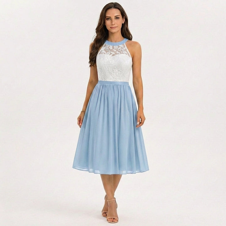 Sofia | Vestido Midi Mujer Con Escote Halter Y Falda Fluida | Elegante