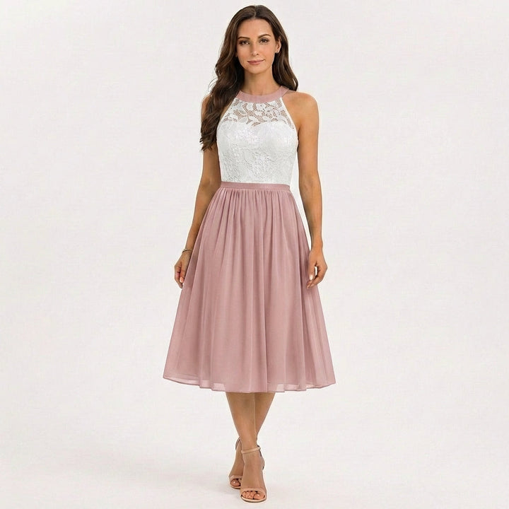 Sofia | Vestido Midi Mujer Con Escote Halter Y Falda Fluida | Elegante