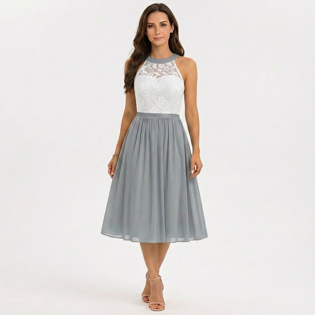 Sofia | Vestido Midi Mujer Con Escote Halter Y Falda Fluida | Elegante