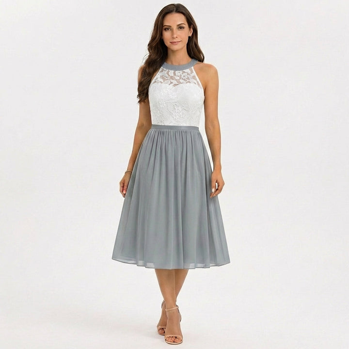 Sofia | Vestido Midi Mujer Con Escote Halter Y Falda Fluida | Elegante