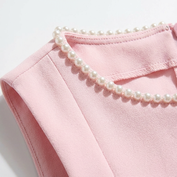 Sofia | Mujer Vestido Mini Con Ribete De Perlas Y Bolsillos | Chic